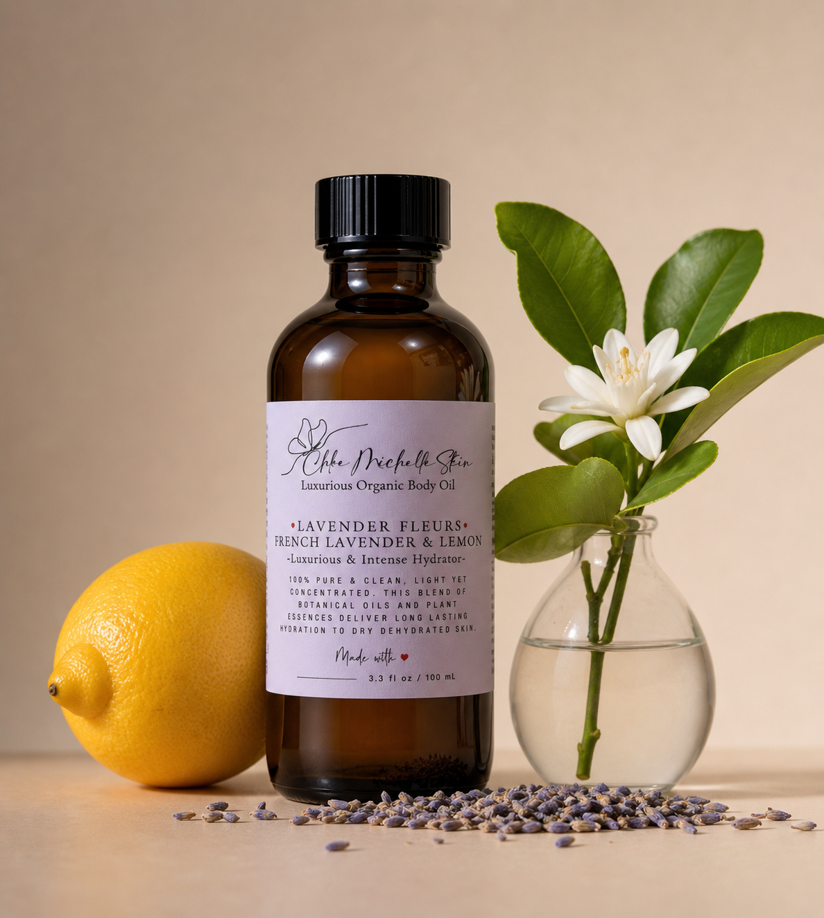 Luxurious Organic Body Oil - 'Kisha' Lavender & Lemon